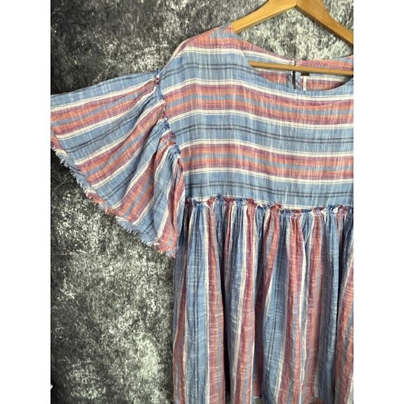 Free People Dress Womens Small Summer Night Striped Pockets Babydoll Mini Boho - Picture 11 of 16